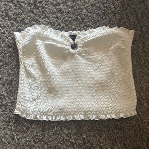 Rue21 White Smocked Crop Top